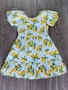 Janie and Jack White Dress with Yellow Lemon Print
